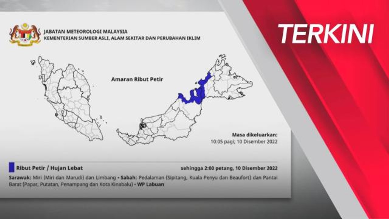 [TERKINI] Amaran MetMalaysia | Ribut petir badai Sarawak, Sabah petang ini