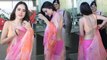 Urfi Javed Pink Saree Hot Look Video Viral | Urfi Saree पहनकर हुई परेशान | Boldsky *Entertainment