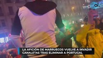 La afición de Marruecos vuelve a invadir Canaletas tras eliminar a Portugal