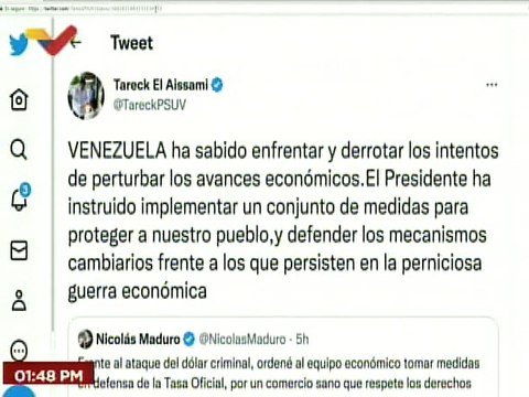 Vpdte. Sec. Tareck El Aissami destaca instrucción de implementar plan contra mecanismos cambiarios