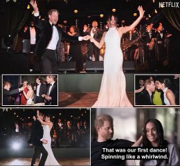 Harry and Meghan drop MORE Netflix footage: Couple relive their first wedding dance as the Duchess SINGS and shares snap of her dancing with Elton John