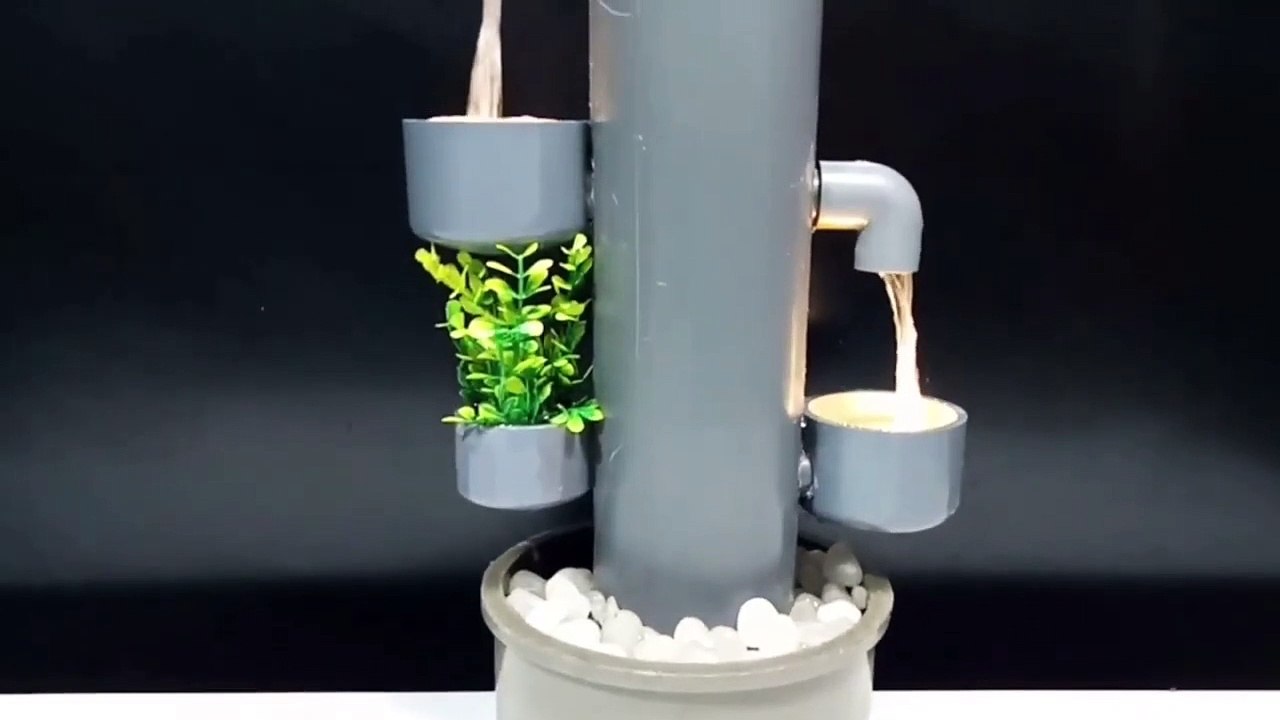 PIPA PVC jadi AIR TERJUN MINI dengan germecik air #kreatif #kerajinan #pipapvc #kerajinanpipapvc