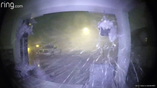 Ring Camera Catches Trampoline Flying Over House Hitting Trucks