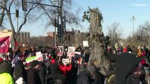 COP15 : déguisés en arbre ou en oiseau, des manifestants dans la rue à Montréal pour la biodiversité