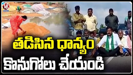 TDP Leader Devineni Uma Holds Protest Against AP Govt Over Buying Damaged Paddy _ V6 News