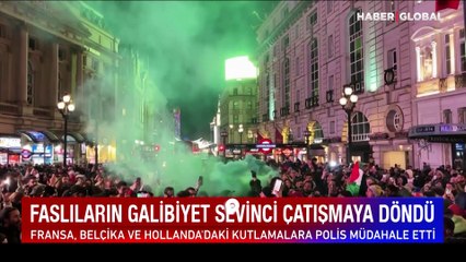 Paris'te Fas'ın galibiyetini kutlayan taraftarlara polisten müdahale