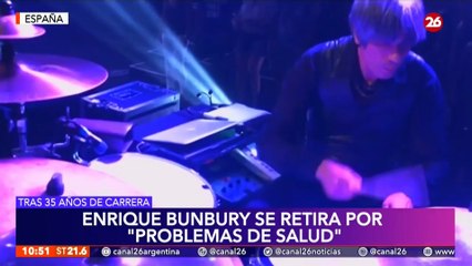 Canal 26 - Enrique Bunbury se retira de los escenarios por "Problemas de salud" (01/03/2022)