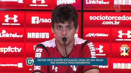 Milton Cruz mantém escalação usual do São Paulo mas modifica posicionamentos