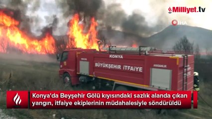 Beyşehir Gölü'nde sazlık yangını