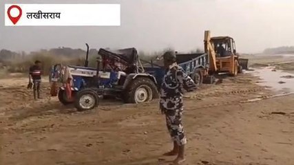लखीसराय: बालू माफियाओं के खिलाफ पुलिस का चला अभियान, बालू लदे 4 ट्रैक्टर जब्त