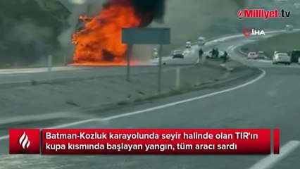 Seyir halindeki TIR alev topuna döndü