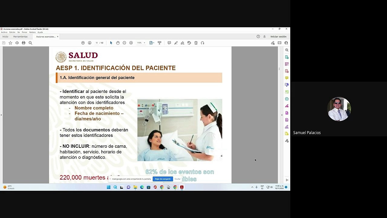 ACCIONES ESENCIALES PARA LA SEGURIDAD DEL PACIENTE DR. SAMUEL PALACIOS.