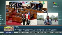 Manifestantes se concentran en la plaza de San Martín en Lima