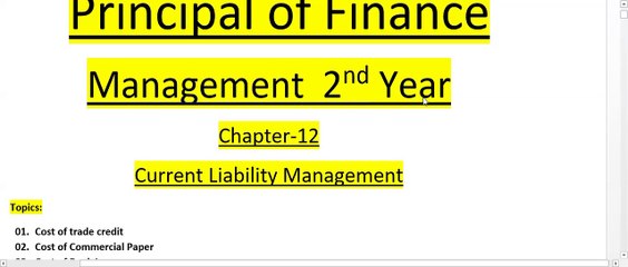 Current Liability Management  class-1#Management #2nd year#helpsir#help sir