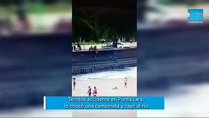 Tremendo accidente en Punta Lara: lo chocó una camioneta y cayó al río