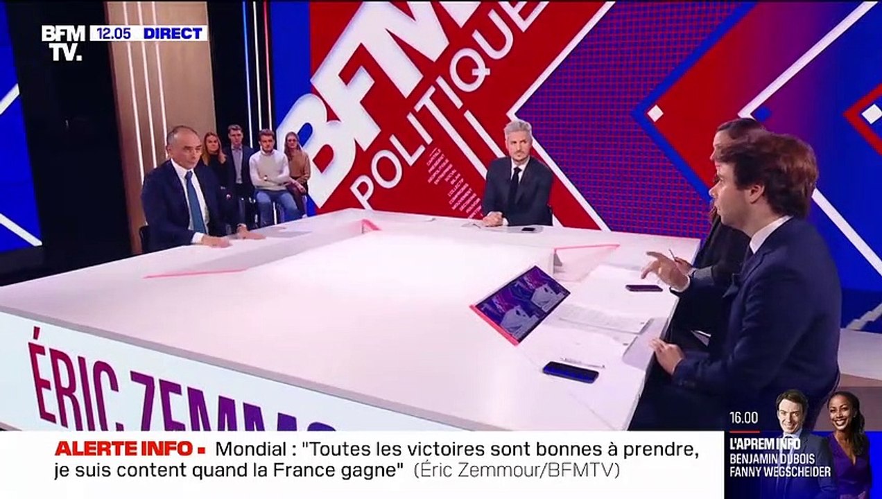 Eric Zemmour s'interroge sur "le fait qu'il y ait 8 ou 9 joueurs d'origine africaine ou noirs dans l'Equipe de France" : "Si il y a avait 9 blancs dans l'équipe Sénégalaise, les Sénégalais s'interrogeraient..."