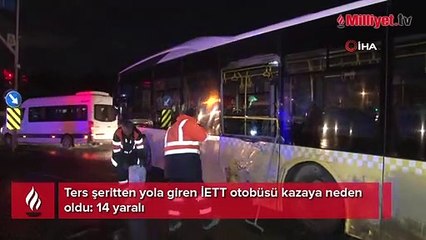 Скачать видео: Ters şeritten yola giren İETT otobüsü kazaya neden oldu: 14 yaralı