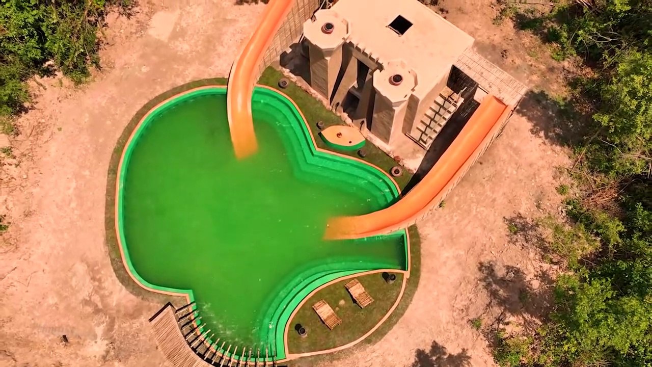 I Spent 299Days Building 1Million Dollar Villa House with Water Slide into Underground Swimming Pool