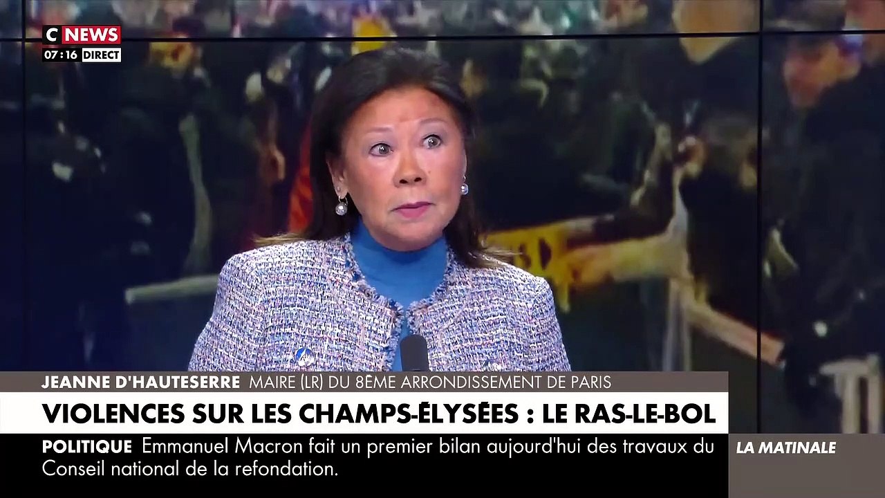 Après les violences de ce week-end, la Maire du 8e arrondissement de Paris craint "une guerre civile, mercredi soir, sur les Champs-Elysées après le match France/Maroc"