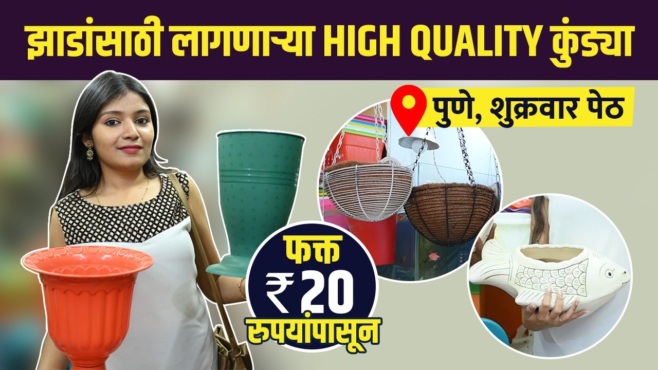 झाडांसाठी लागणाऱ्या कुंड्याचे भरपूर प्रकार | Cheapest Pots for Plants | Street Shopping Lokmat Sakhi