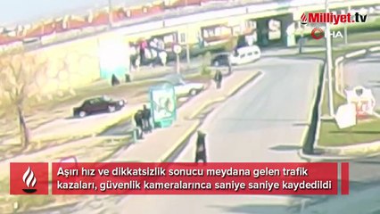 Kütahya'da trafik kazaları saniye saniye kaydedildi
