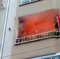 Kombi alev alev yandı, facianın eşiğinden dönüldü