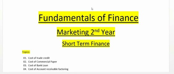Short Term Finance class -2 #Fundamental of Finance #Marketing 2nd Year#Helpsir