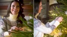 A VERY Merry Katemas! The Princess of Wales beams as she shows off her creative side while decorating a Christmas tree in a behind-the-scenes video released ahead of her hosting Westminster Abbey carols later