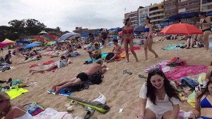 Beach Walking tour - Costa Brava - Spain Summer - 4K Ultra HD