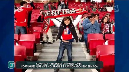 Português torcedor do Benfica que vive em Santos, aprecia a partida entre as equipes na Vila