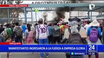 Manifestantes ingresan a empresa de Leche Gloria en Arequipa