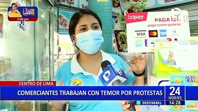 Cercado de Lima: Comerciantes trabajan con temor a ser agredidos por los manifestantes