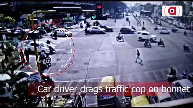 Watch| Car Driver Drags Traffic Cop On Bonnet In Indore
