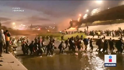 Caravana de migrantes cruzaron de manera ilegal la frontera entre Cd Juárez y El Paso