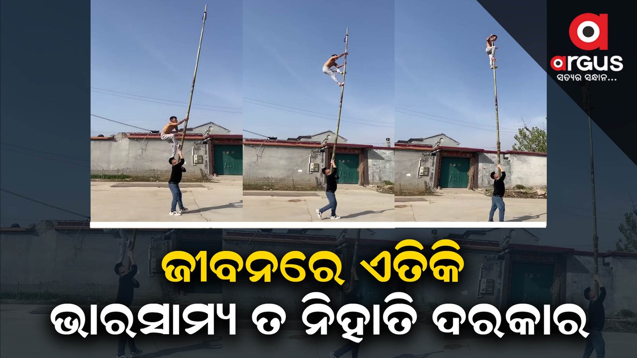 Viral Video: A young man climbs a stick with Good Balance.