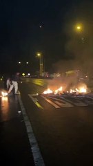 Queima de pneus na BR-101 compromete trânsito em Balneário Camboriú