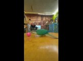 Parrot Dunks Basketball While Skating