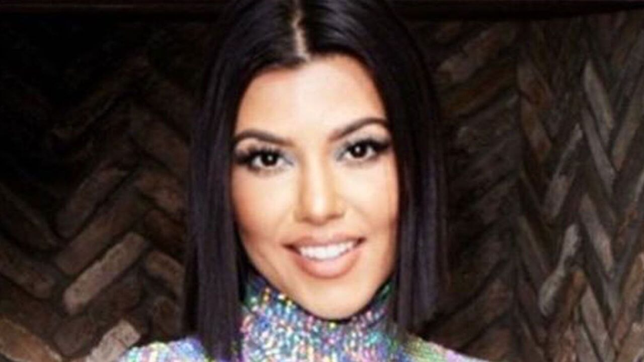 Kourtney Kardashian Wore the Tiniest Holographic Minidress With the Tallest Bedazzled Platform Heels