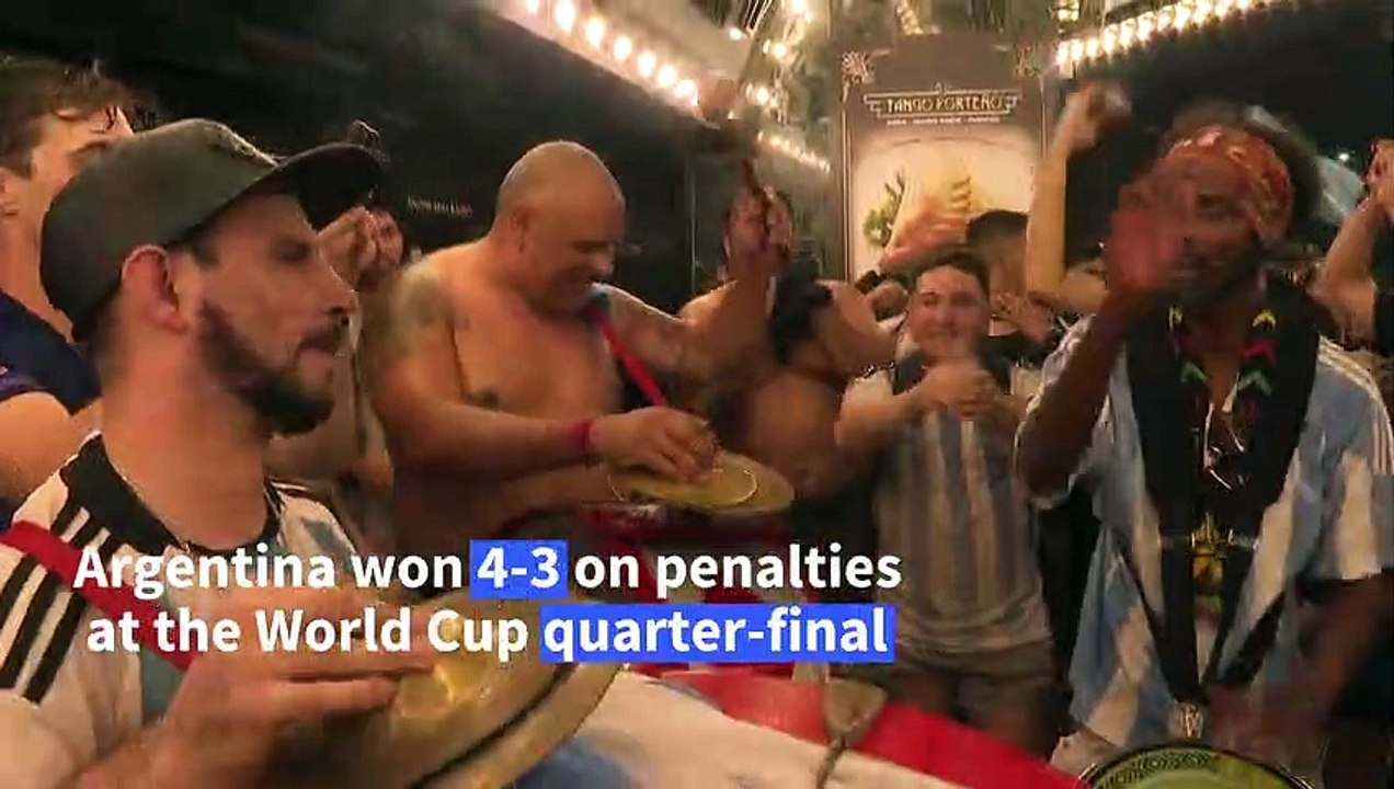 Argentina fans celebrate World Cup victory against the Netherlands