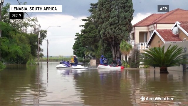 Homes drenched in flooding in South Africa