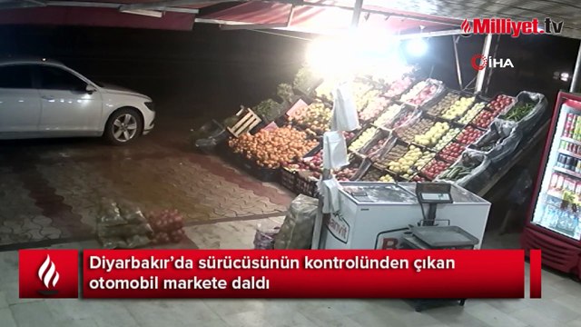 Direksiyon hakimiyetini kaybedince markete daldı! Kıl payı kurtuldular