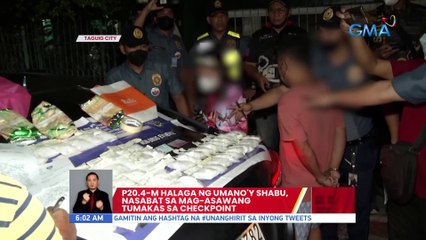 P20.4-M halaga ng umano'y shabu, nasabat sa mag-asawang tumakas sa checkpoint | UB