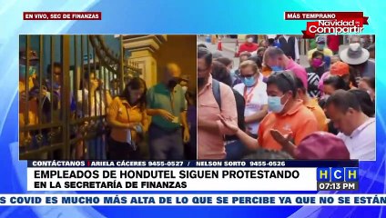 Empleados de Hondutel siguen protestando para que se les acrediten sus salarios