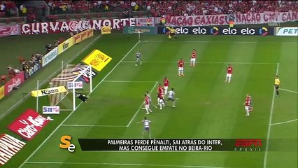 Palmeiras perde pênalti, sai atrás do Inter, mas consegue empate no Beira-Rio