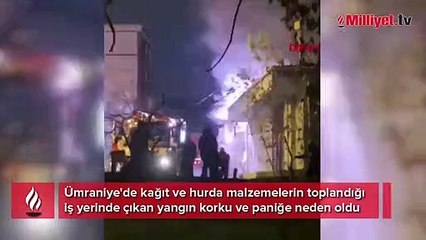 Ümraniye'de geri dönüşüm merkezinde korkutan yangın!