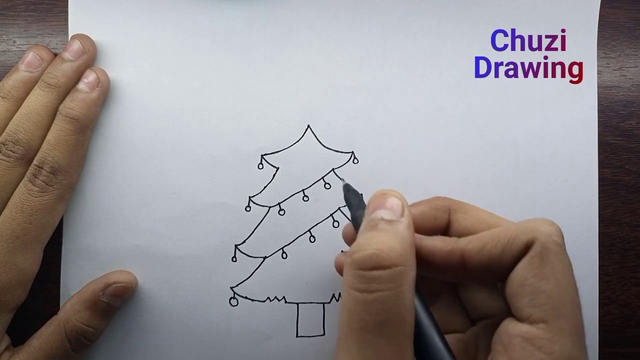 How To Draw A Christmas Tree Step By Step