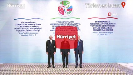 Cumhurbaşkanı Erdoğan, Aliyev ve Berdimuhamedov ile aile fotoğrafı çektirdi