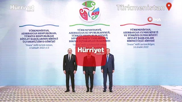 Cumhurbaşkanı Erdoğan, Aliyev ve Berdimuhamedov ile aile fotoğrafı çektirdi