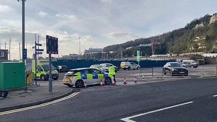 Ambulance leaves Dover marina following four deaths in the Channel
