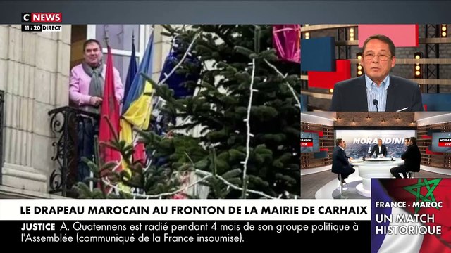 Match France/Maroc ce soir: Le maire de Carhaix, dans le Finistère, hisse le drapeau marocain sur le fronton de sa mairie - VIDEO